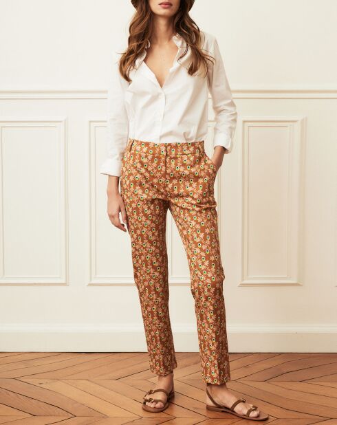 Pantalon Fiona petit paon noisette