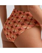 Bas de maillot de bain taille haute orange/marron