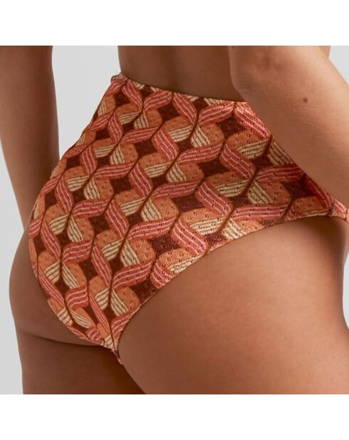 Bas de maillot de bain taille haute orange/marron