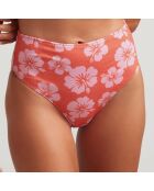 Bas de maillot de bain taille haute Maui rouge/rose
