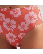 Bas de maillot de bain taille haute Maui rouge/rose