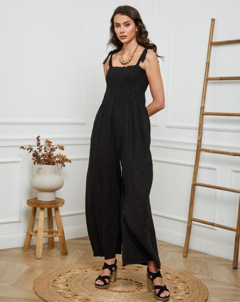 Naomi zwarte jumpsuit van 100% linnen