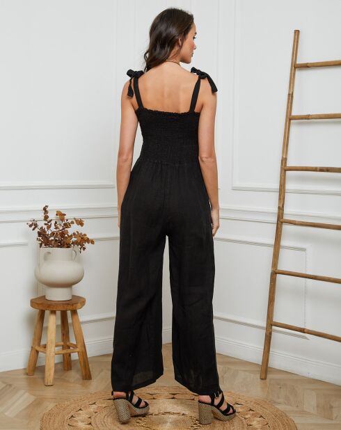 Naomi zwarte jumpsuit van 100% linnen
