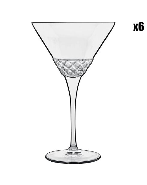 6 Martini Roma 1960 transparante glazen - 22cl