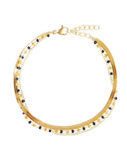 Bracelet en plaqué Or jaune & Perles de Miyuki noir