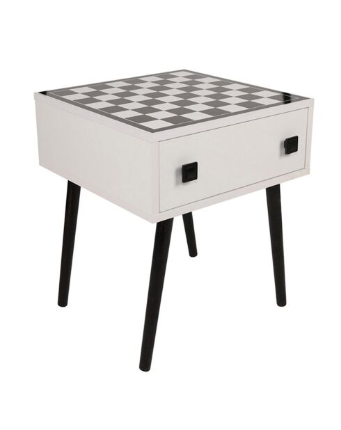 Table de jeu d'échecs Chesso blanc/noir - 50x60x50 cm