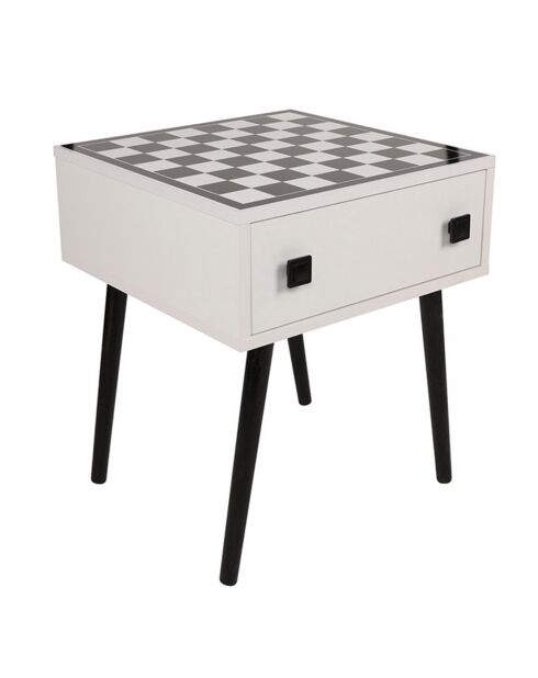 Table de jeu d'échecs Chesso blanc/noir - 50x60x50 cm