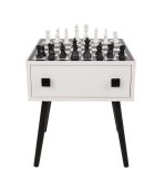Table de jeu d'échecs Chesso blanc/noir - 50x60x50 cm