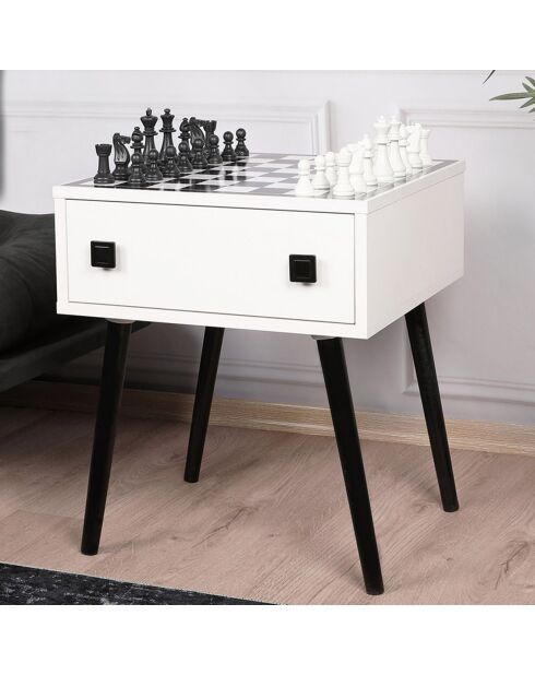 Table de jeu d'échecs Chesso blanc/noir - 50x60x50 cm