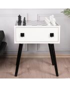 Table de jeu d'échecs Chesso blanc/noir - 50x60x50 cm