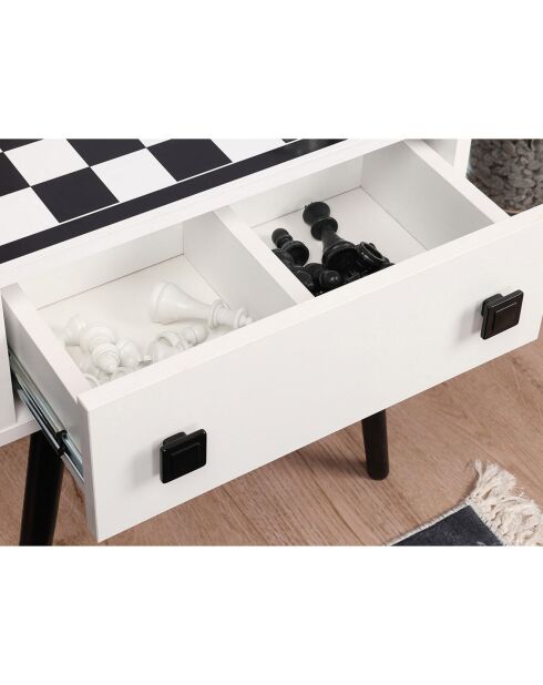 Table de jeu d'échecs Chesso blanc/noir - 50x60x50 cm