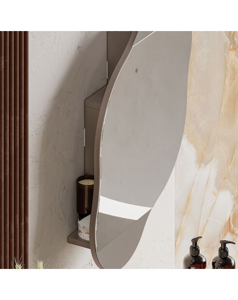 Miroir mural avec rangement Carrara moka clair - 60x75x13 cm