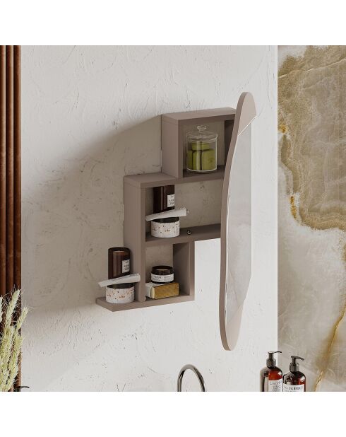 Miroir mural avec rangement Carrara moka clair - 60x75x13 cm
