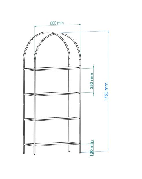 Bibliothèque Mona noire - 80x175x30 cm