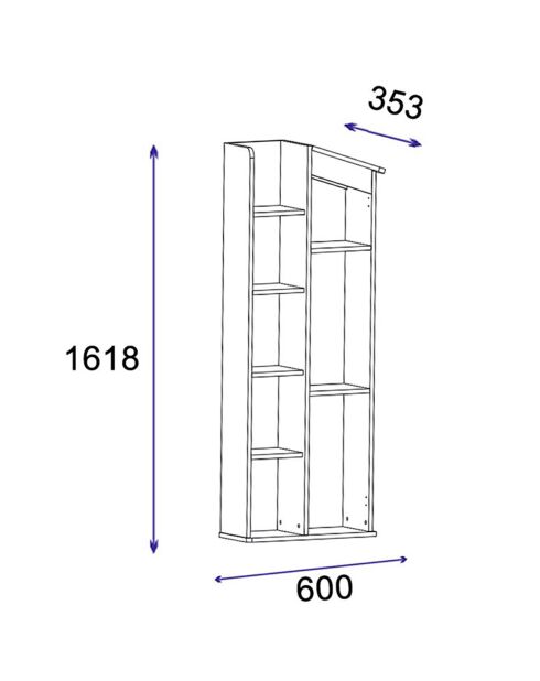 Bibliothèque Valerin pin/anthracite - 60x161.8x35.3 cm