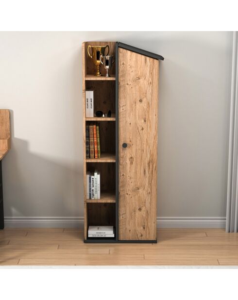 Bibliothèque Valerin pin/anthracite - 60x161.8x35.3 cm
