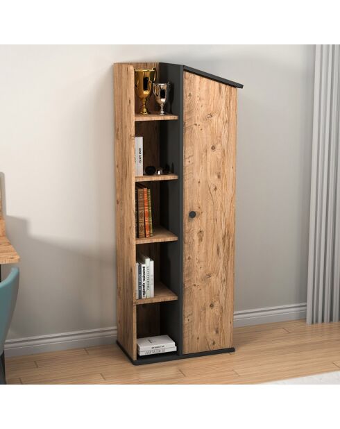 Bibliothèque Valerin pin/anthracite - 60x161.8x35.3 cm