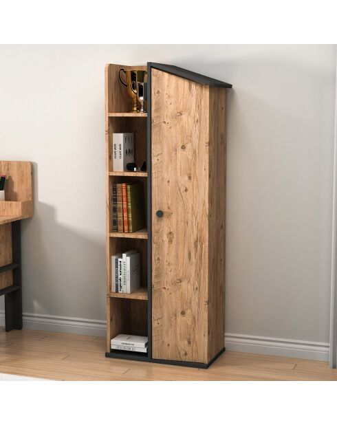 Bibliothèque Valerin pin/anthracite - 60x161.8x35.3 cm