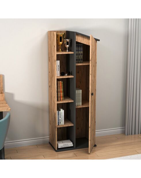 Bibliothèque Valerin pin/anthracite - 60x161.8x35.3 cm