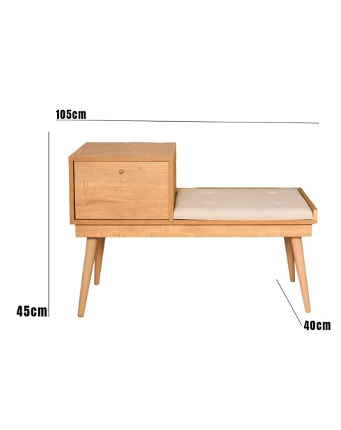 Banc Urban chêne/crème - 105x40x45 cm