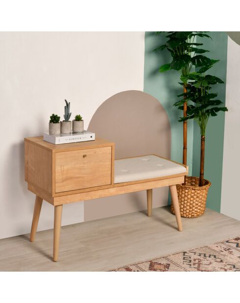Banc Urban chêne/crème - 105x40x45 cm