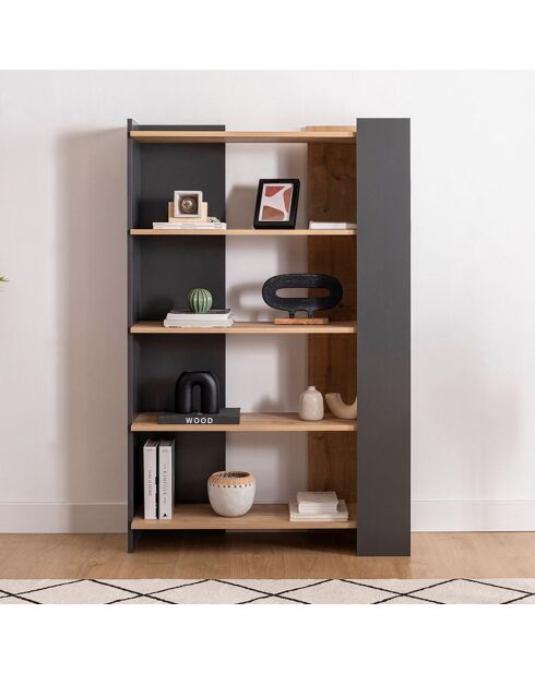 Bibliothèque Viper pin/anthracite - 103.6x38.6x160 cm