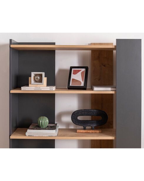 Bibliothèque Viper pin/anthracite - 103.6x38.6x160 cm