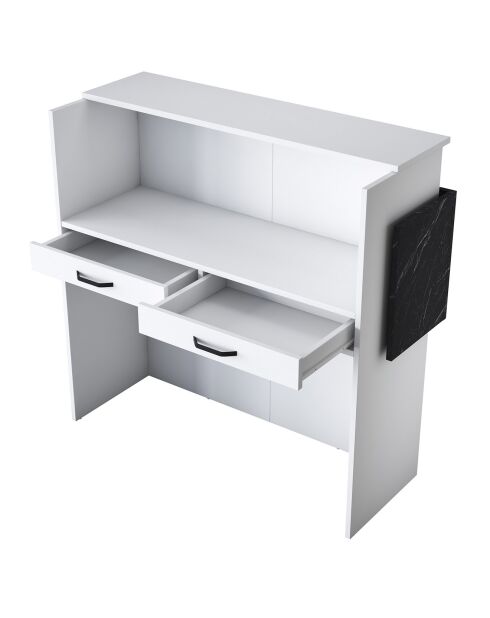 Bureau de réception MA102 blanc/marbre - 110x110x40 cm