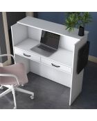 Bureau de réception MA102 blanc/marbre - 110x110x40 cm
