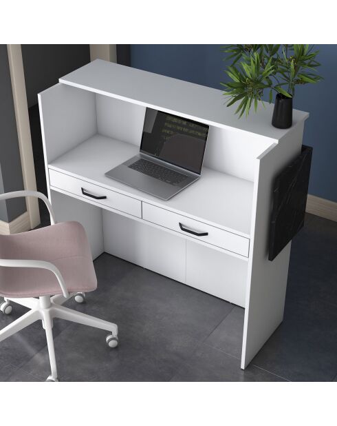 Bureau de réception MA102 blanc/marbre - 110x110x40 cm
