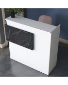 Bureau de réception MA102 blanc/marbre - 110x110x40 cm