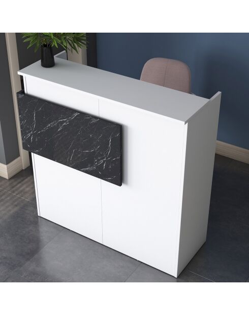 Bureau de réception MA102 blanc/marbre - 110x110x40 cm