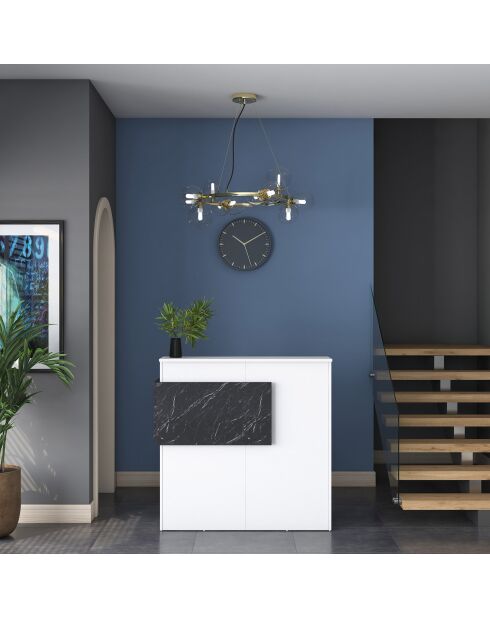 Bureau de réception MA102 blanc/marbre - 110x110x40 cm