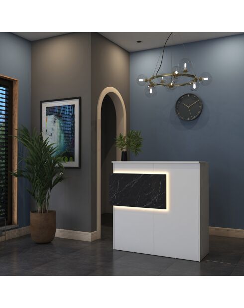 Bureau de réception MA102 blanc/marbre - 110x110x40 cm