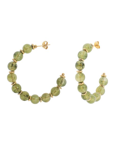 Boucles d'oreilles en plaqué Or jaune & Verre vertes