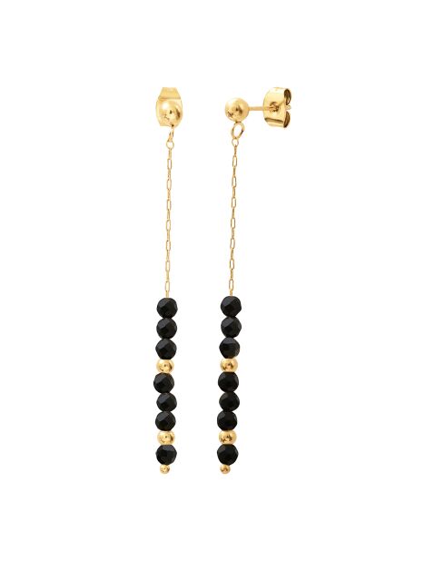 Boucles d'oreilles en plaqué Or jaune & Onyx noires
