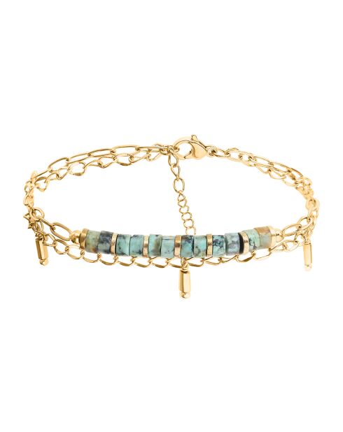 Bracelet en plaqué Or jaune & Chrysoprase vert