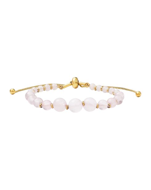 Geelvergulde armband met rozenkwarts