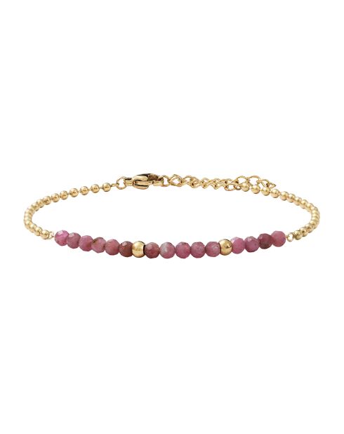 Geelvergulde armband en roze frambozenkwarts