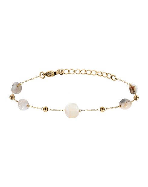 Gelbvergoldetes Armband und weiße Jade