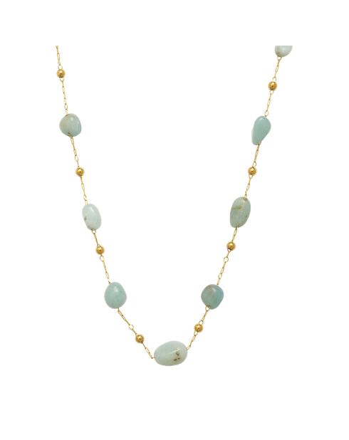 Collier en plaqué Or jaune & Amazonite bleu