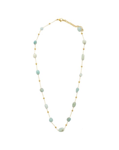 Collier en plaqué Or jaune & Amazonite bleu