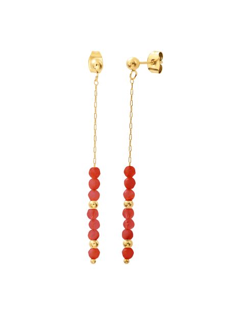 Boucles d'oreilles en plaqué Or jaune & Grenat rouges