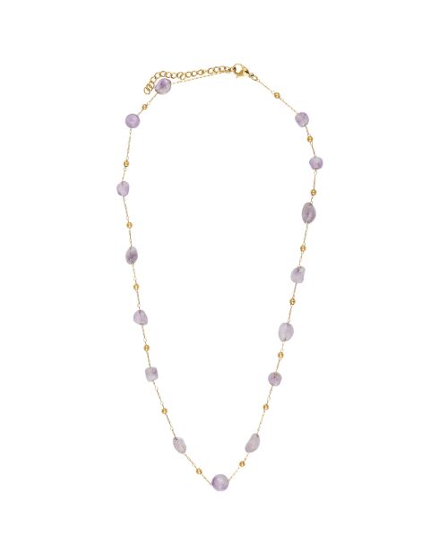Collier en plaqué Or jaune & Améthyste lavande mauve