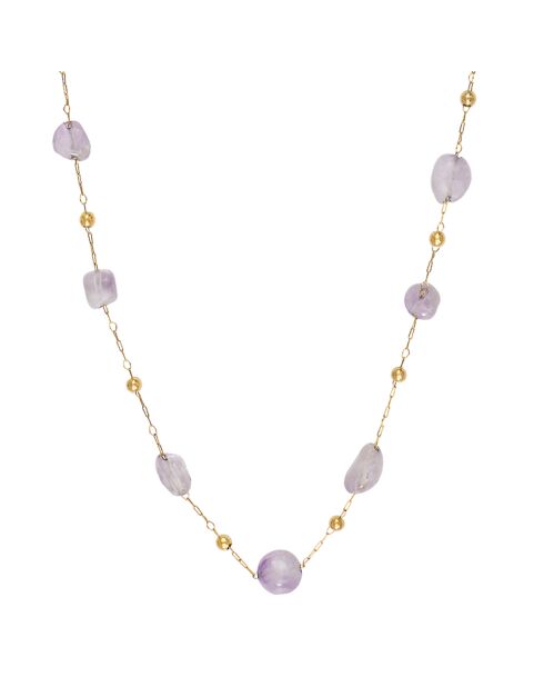 Collier en plaqué Or jaune & Améthyste lavande mauve