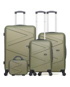 3 Amazone-C-Koffer mit 4 Rädern, 75/65/55 cm, und khakigrüner Waschtisch