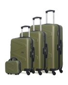 3 Amazone-C-Koffer mit 4 Rädern, 75/65/55 cm, und khakigrüner Waschtisch