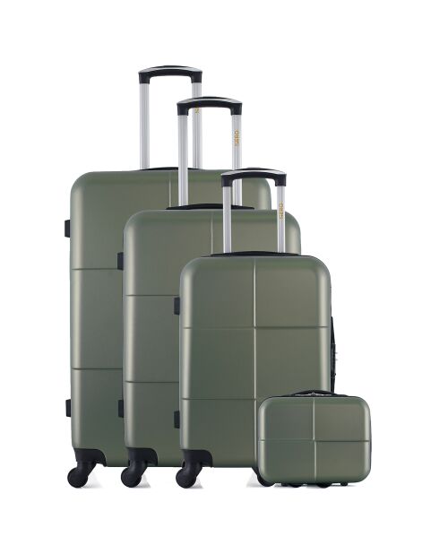 3 Valises 4 roues Coronado-C 75/65/55 cm & Vanity vert kaki