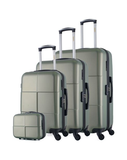3 Valises 4 roues Coronado-C 75/65/55 cm & Vanity vert kaki