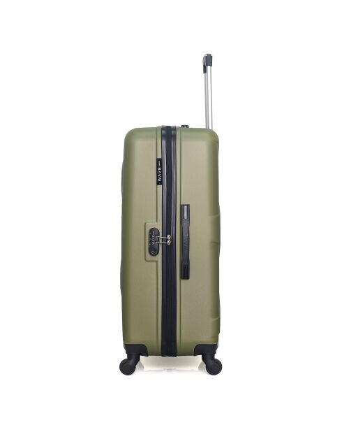 3 Amazone-C-Koffer mit 4 Rädern, 75/65/55 cm, und khakigrüner Waschtisch